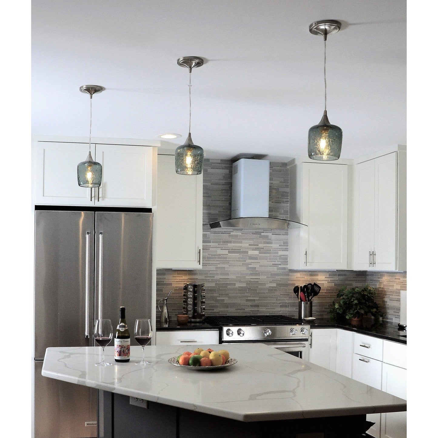 1-601-LUN-STB-STD-1SGL-BLK-Lunar Single Pendant: Form No. 601-Pendant Lights-Bicycle Glass Co-Steel Blue-Black-Bicycle Glass Co