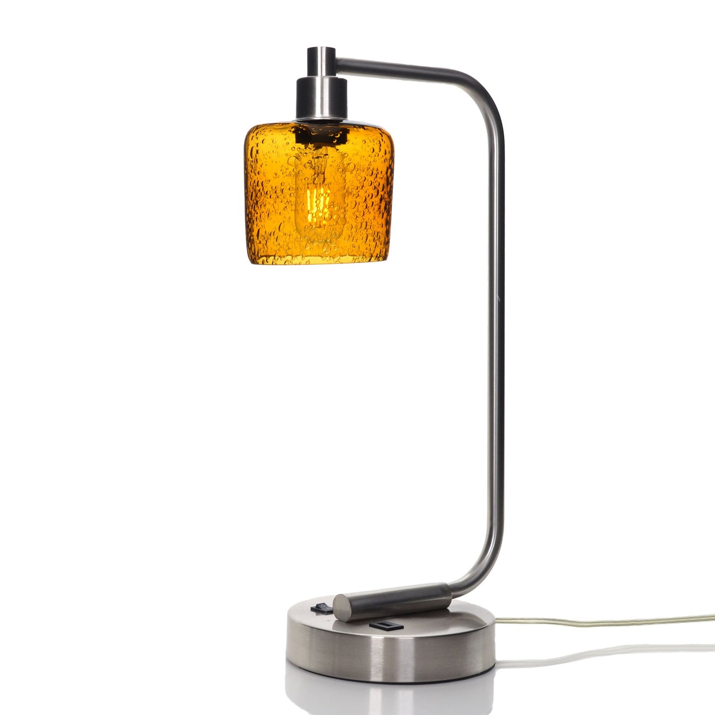 601 Lunar: Table Lamp-Glass-Bicycle Glass Co - Hotshop-Golden Amber-Brushed Nickel-Bicycle Glass Co