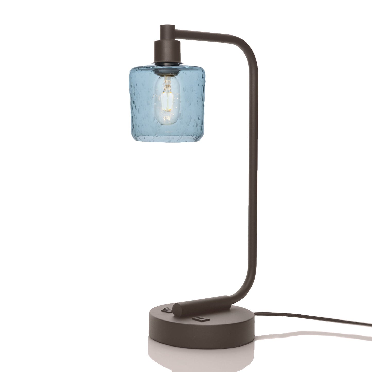601 Lunar: Table Lamp-Glass-Bicycle Glass Co - Hotshop-Slate Gray-Dark Bronze-Bicycle Glass Co