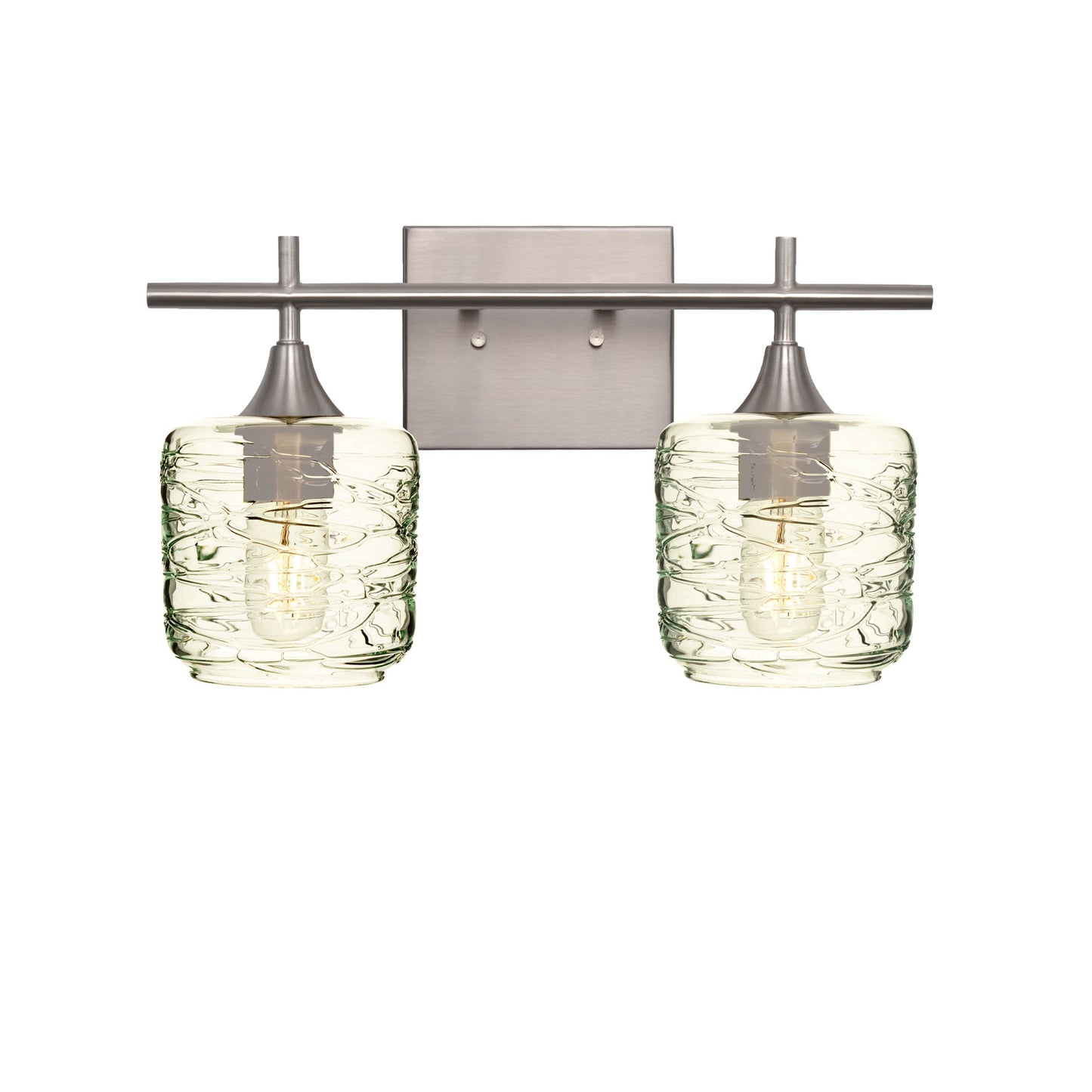 601 Spun: 2 Light Wall Vanity-Glass-Bicycle Glass Co - Hotshop-Eco Clear-Brushed Nickel-Bicycle Glass Co
