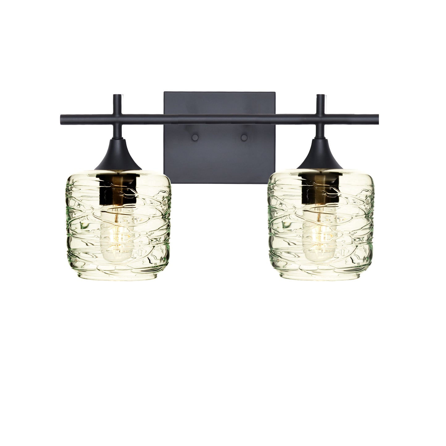 601 Spun: 2 Light Wall Vanity-Glass-Bicycle Glass Co - Hotshop-Eco Clear-Matte Black-Bicycle Glass Co