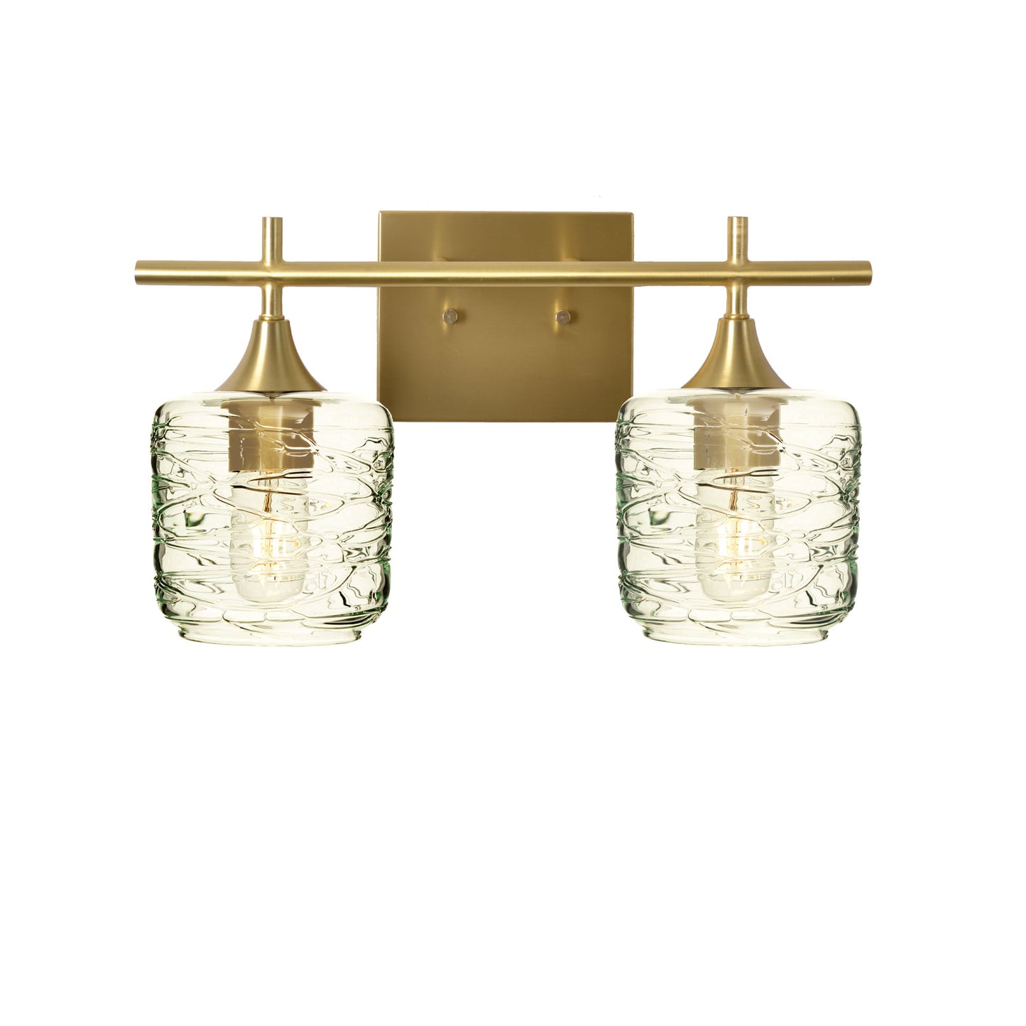 601 Spun: 2 Light Wall Vanity-Glass-Bicycle Glass Co - Hotshop-Eco Clear-Polished Brass-Bicycle Glass Co