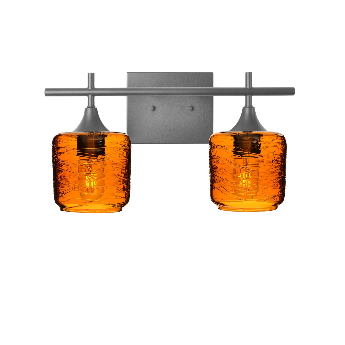 601 Spun: 2 Light Wall Vanity-Glass-Bicycle Glass Co - Hotshop-Golden Amber-Antique Bronze-Bicycle Glass Co