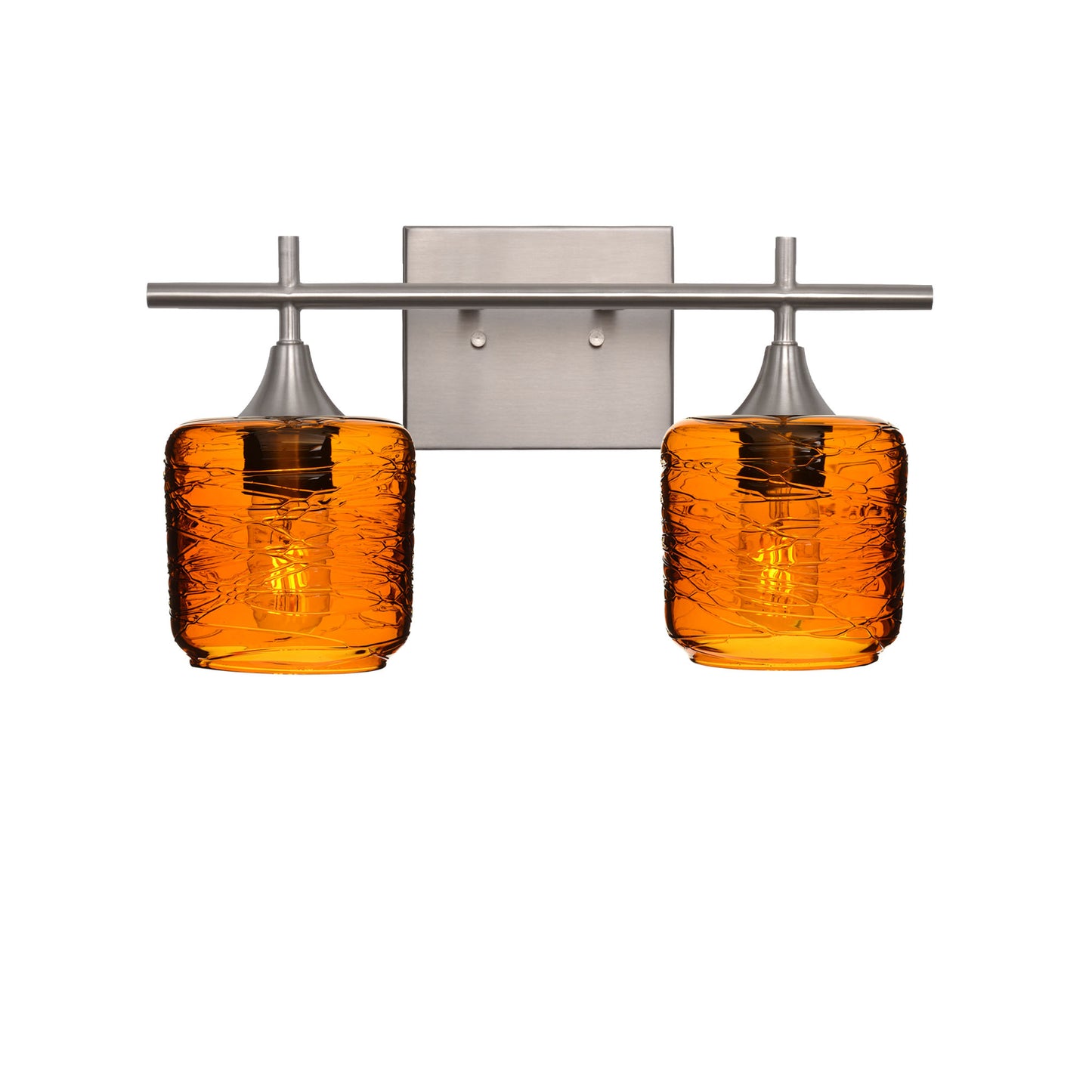 601 Spun: 2 Light Wall Vanity-Glass-Bicycle Glass Co - Hotshop-Golden Amber-Brushed Nickel-Bicycle Glass Co