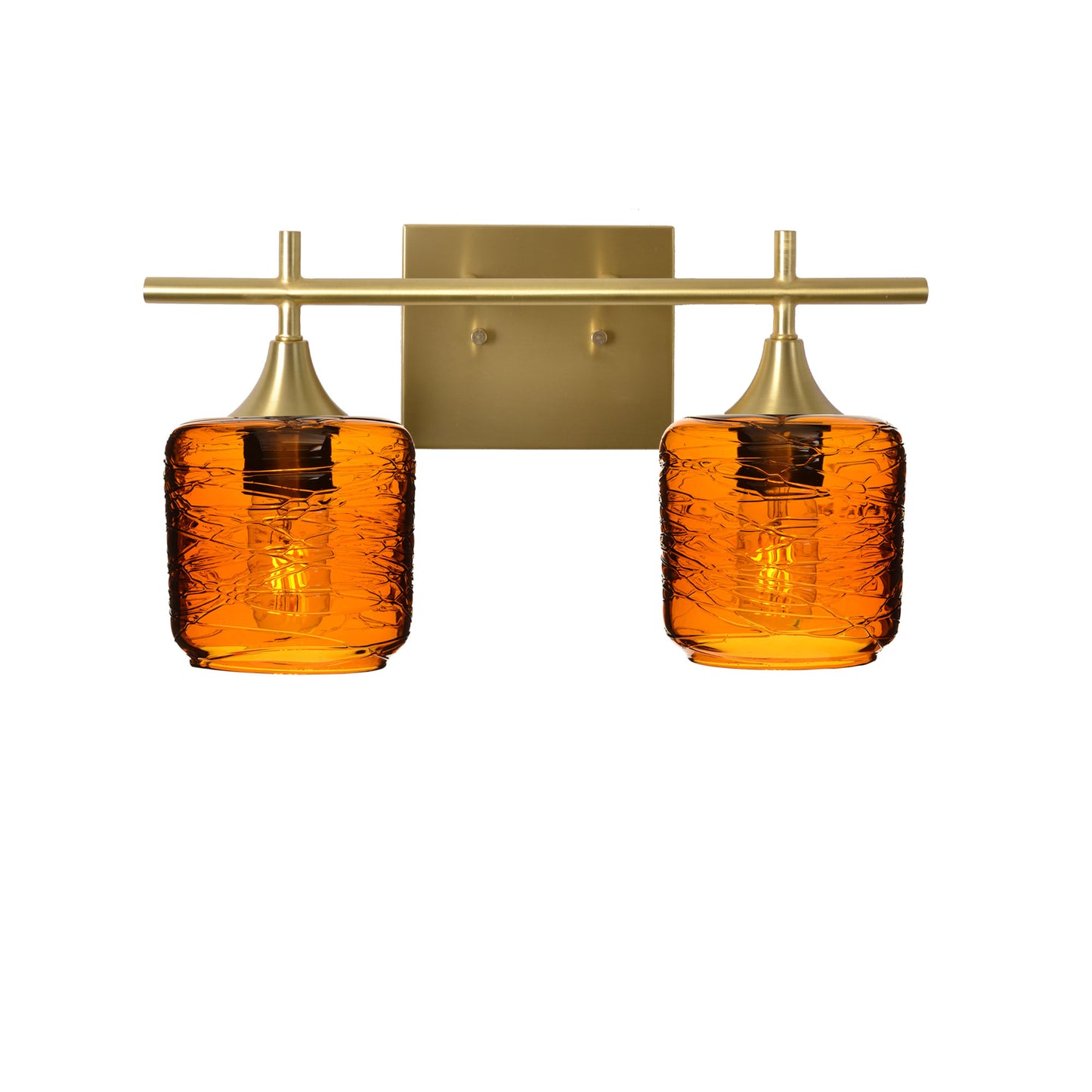 601 Spun: 2 Light Wall Vanity-Glass-Bicycle Glass Co - Hotshop-Golden Amber-Polished Brass-Bicycle Glass Co