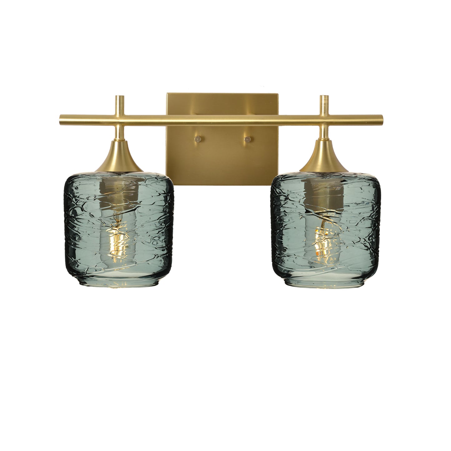 601 Spun: 2 Light Wall Vanity-Glass-Bicycle Glass Co - Hotshop-Slate Gray-Polished Brass-Bicycle Glass Co