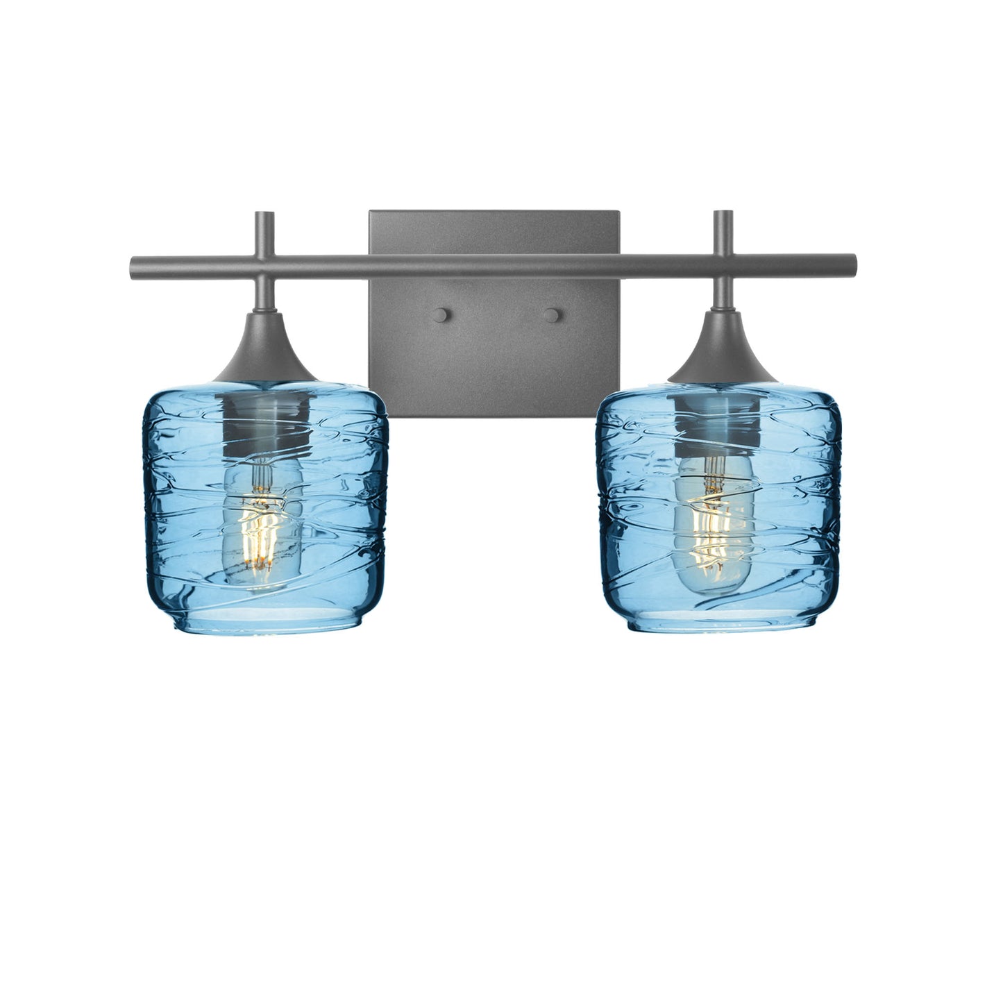 601 Spun: 2 Light Wall Vanity-Glass-Bicycle Glass Co - Hotshop-Steel Blue-Antique Bronze-Bicycle Glass Co