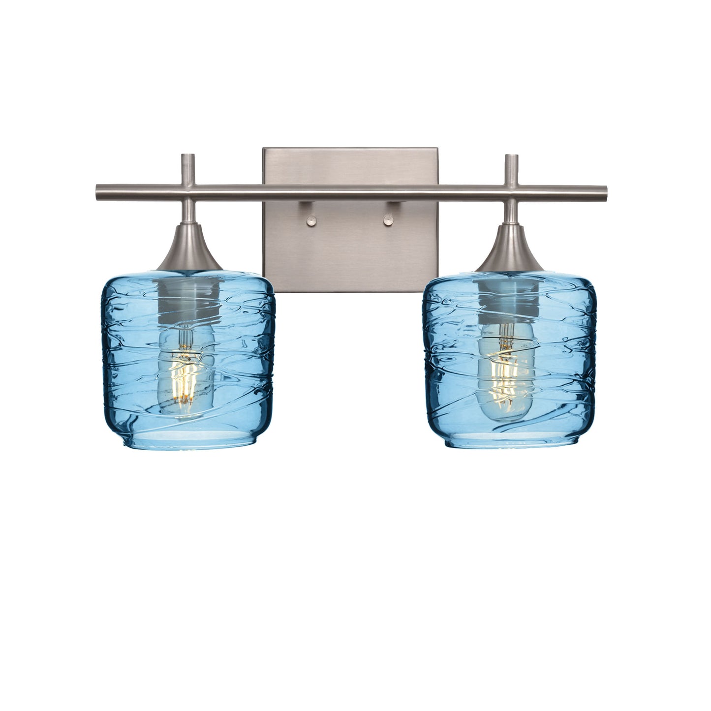 601 Spun: 2 Light Wall Vanity-Glass-Bicycle Glass Co - Hotshop-Steel Blue-Brushed Nickel-Bicycle Glass Co