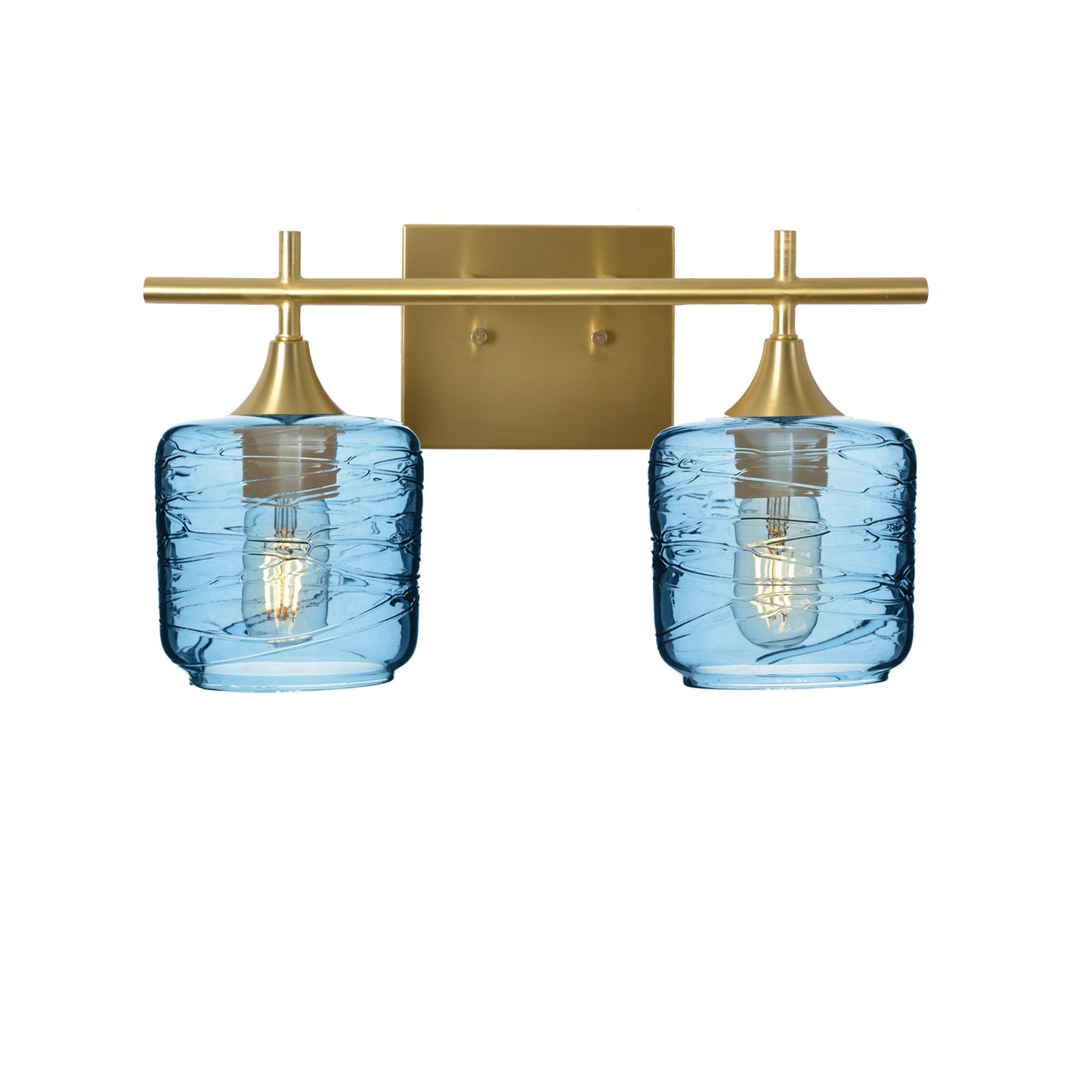 601 Spun: 2 Light Wall Vanity-Glass-Bicycle Glass Co - Hotshop-Steel Blue-Polished Brass-Bicycle Glass Co