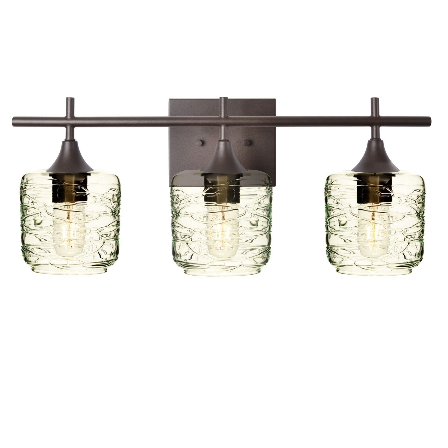 601 Spun: 3 Light Wall Vanity-Glass-Bicycle Glass Co - Hotshop-Eco Clear-Antique Bronze-Bicycle Glass Co