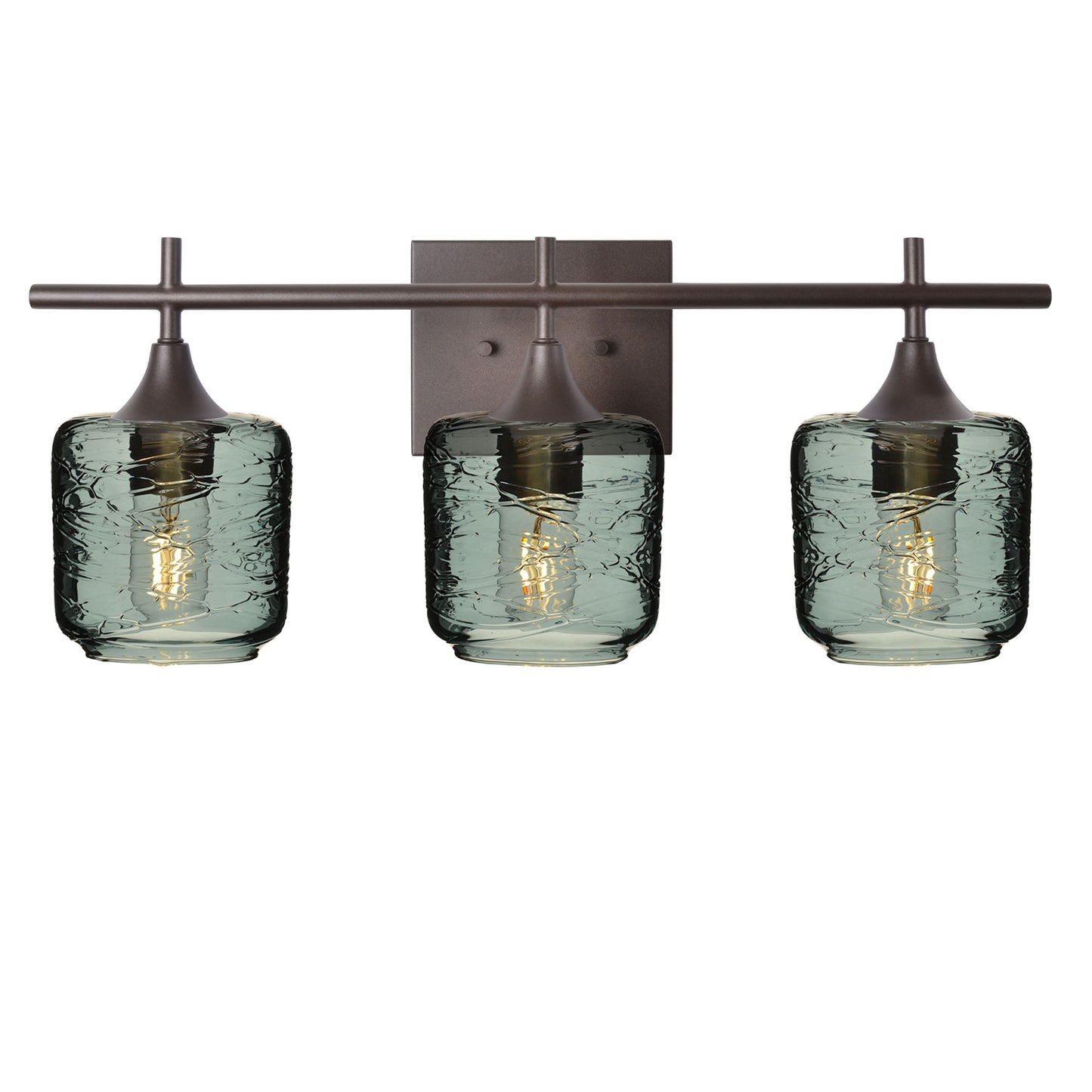 601 Spun: 3 Light Wall Vanity-Glass-Bicycle Glass Co - Hotshop-Slate Gray-Antique Bronze-Bicycle Glass Co