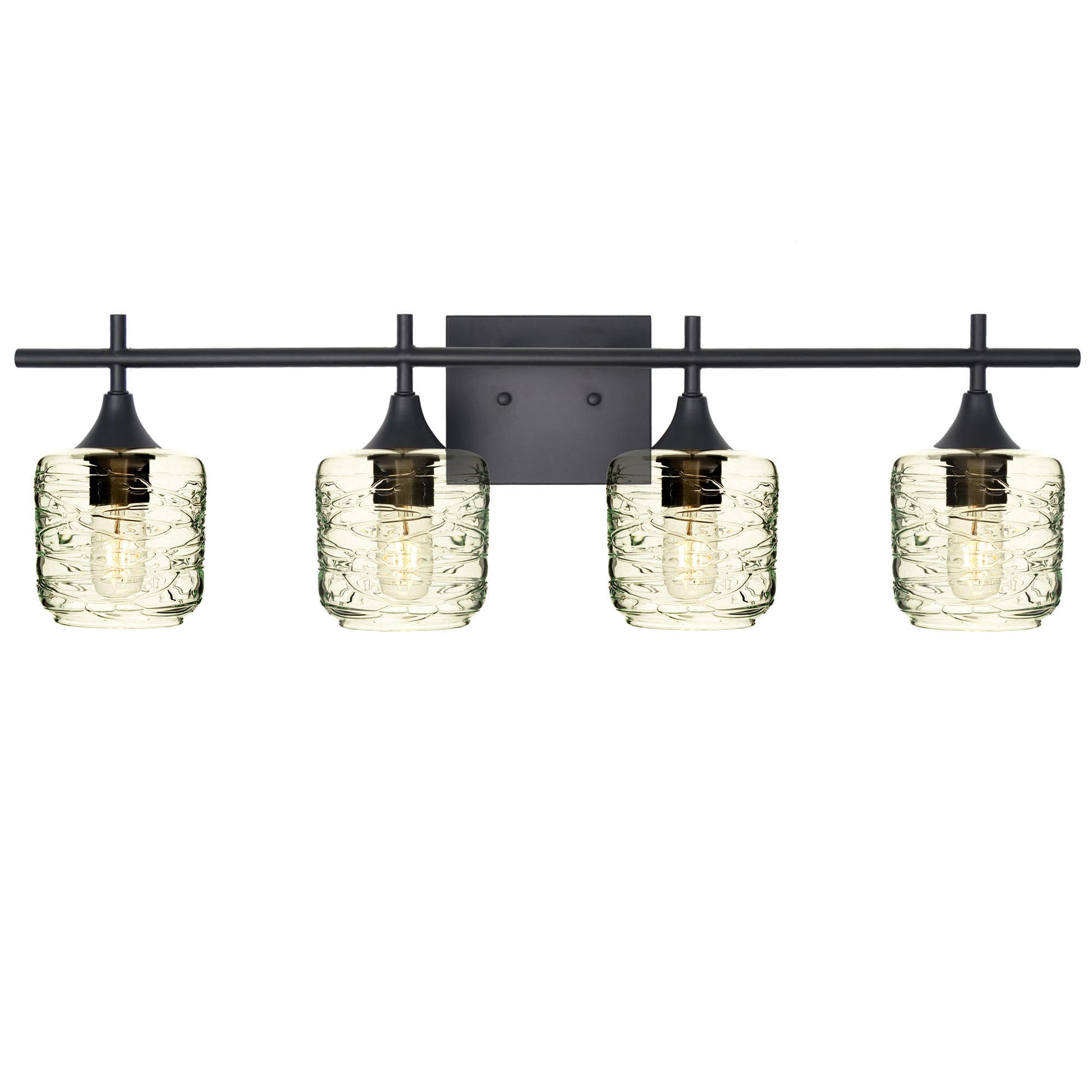 601 Spun: 4 Light Wall Vanity-Glass-Bicycle Glass Co - Hotshop-Eco Clear-Matte Black-Bicycle Glass Co