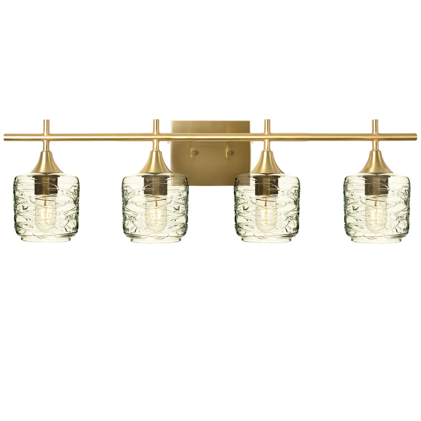 601 Spun: 4 Light Wall Vanity-Glass-Bicycle Glass Co - Hotshop-Eco Clear-Polished Brass-Bicycle Glass Co