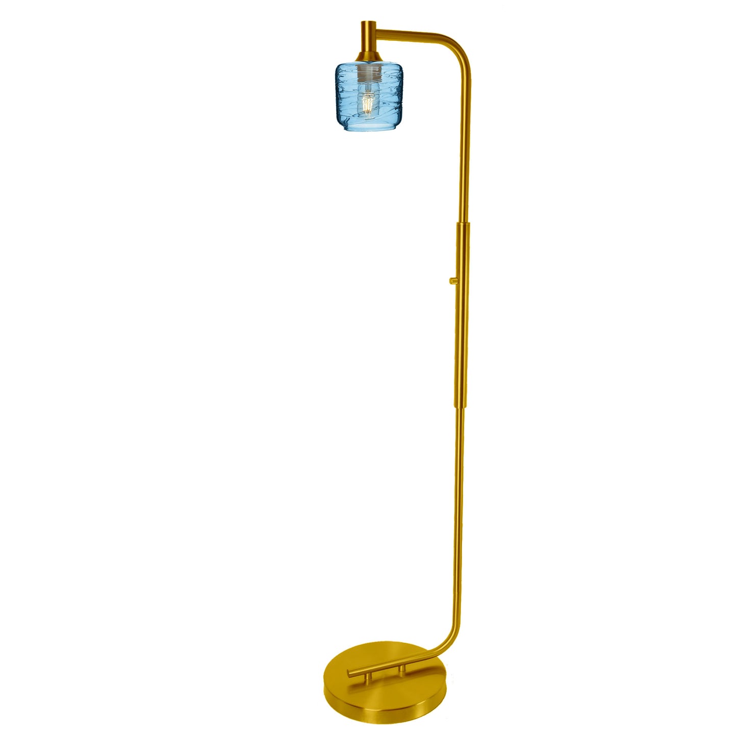 601 Spun: Floor Lamp-Glass-Bicycle Glass Co - Hotshop-Steel Blue-Brushed Nickel-Bicycle Glass Co