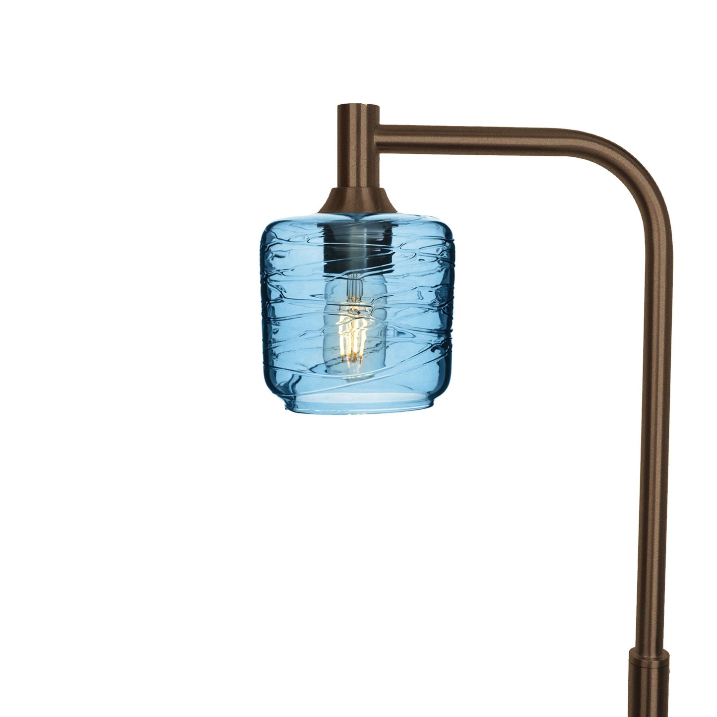 601 Spun: Floor Lamp-Glass-Bicycle Glass Co - Hotshop-Steel Blue-Antique Bronze-Bicycle Glass Co