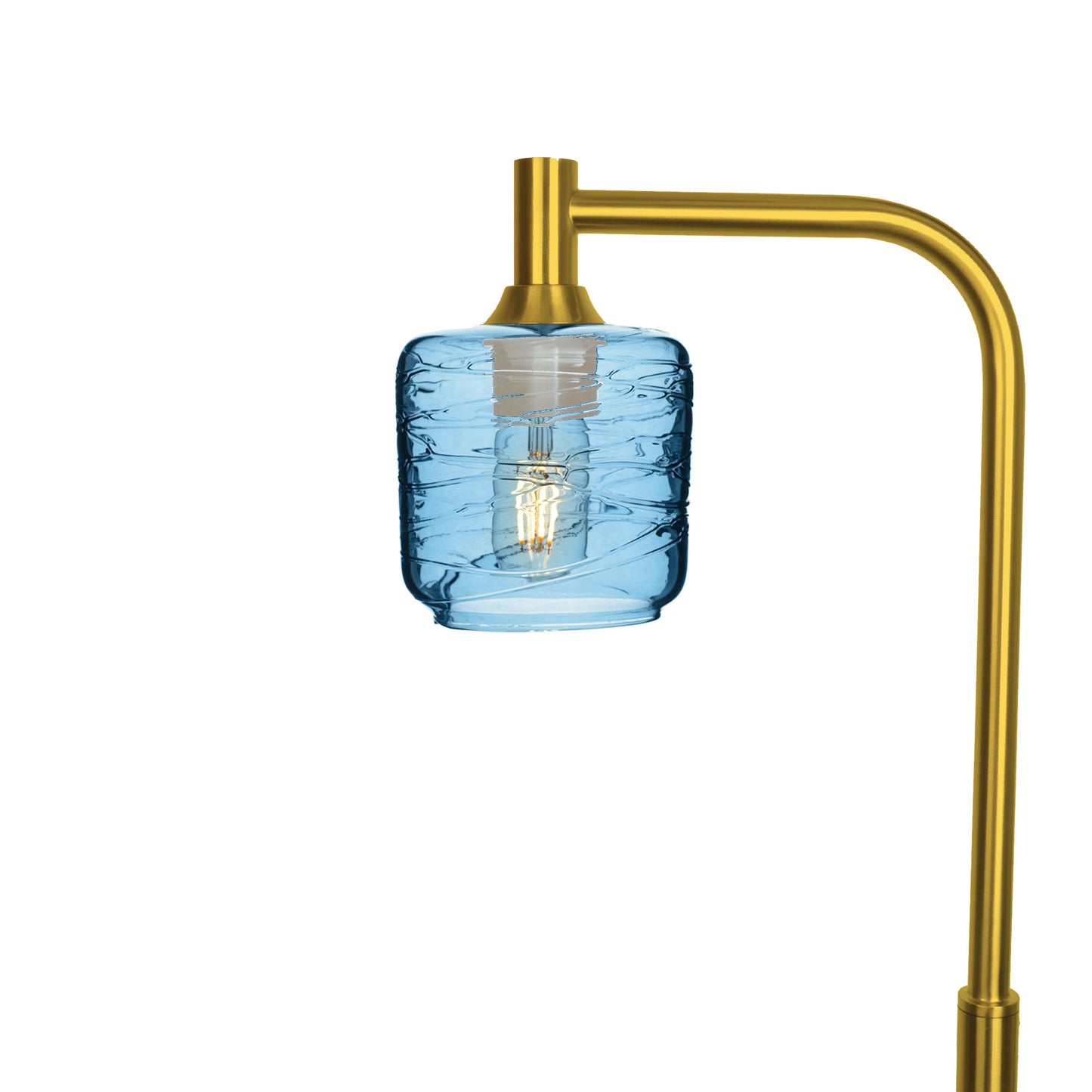 601 Spun: Floor Lamp-Glass-Bicycle Glass Co - Hotshop-Steel Blue-Polished Brass-Bicycle Glass Co