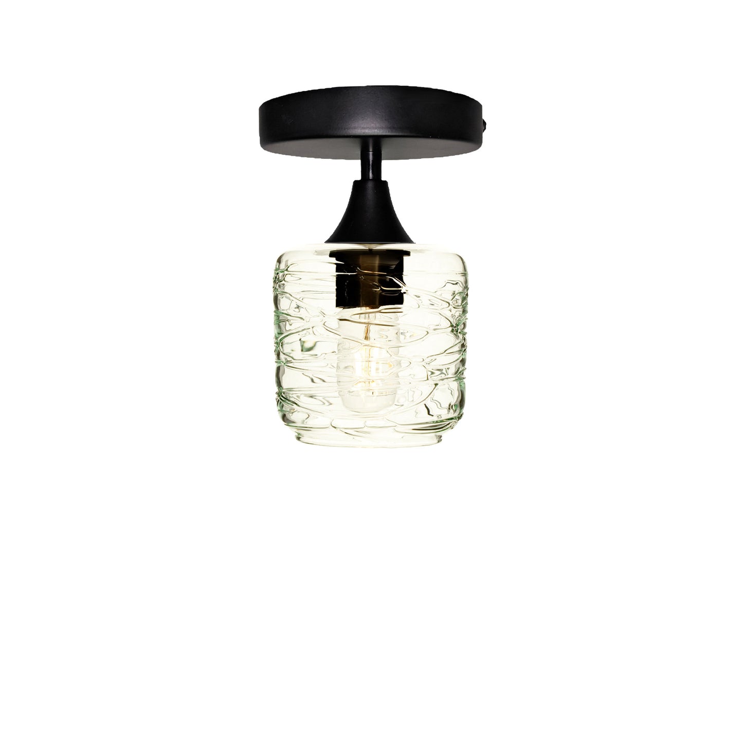 601 Spun: Semi Flush Light-Glass-Bicycle Glass Co - Hotshop-Eco Clear-Matte Black-Bicycle Glass Co