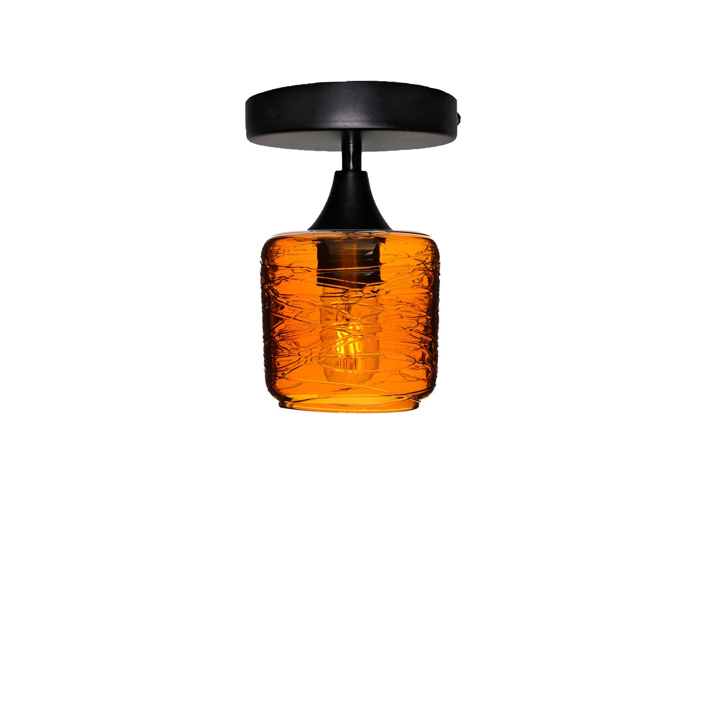 601 Spun: Semi Flush Light-Glass-Bicycle Glass Co - Hotshop-Golden Amber-Matte Black-Bicycle Glass Co