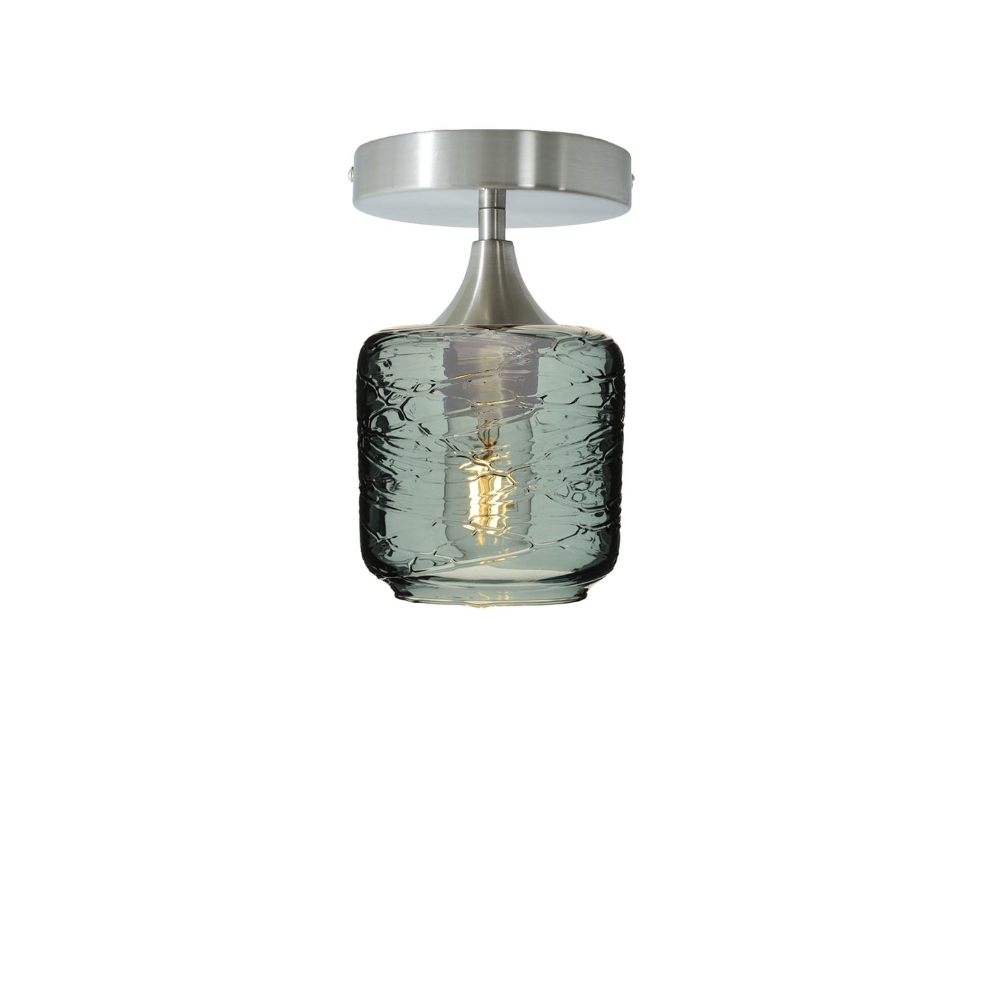 601 Spun: Semi Flush Light-Glass-Bicycle Glass Co - Hotshop-Slate Gray-Brushed Nickel-Bicycle Glass Co