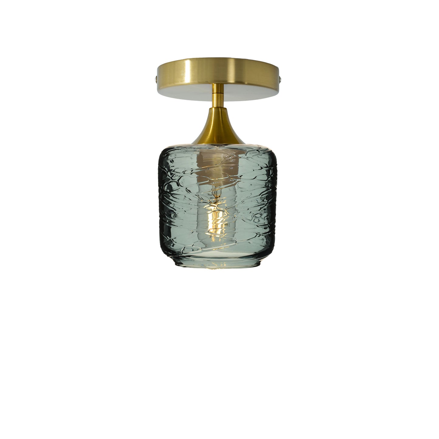 601 Spun: Semi Flush Light-Glass-Bicycle Glass Co - Hotshop-Slate Gray-Polished Brass-Bicycle Glass Co