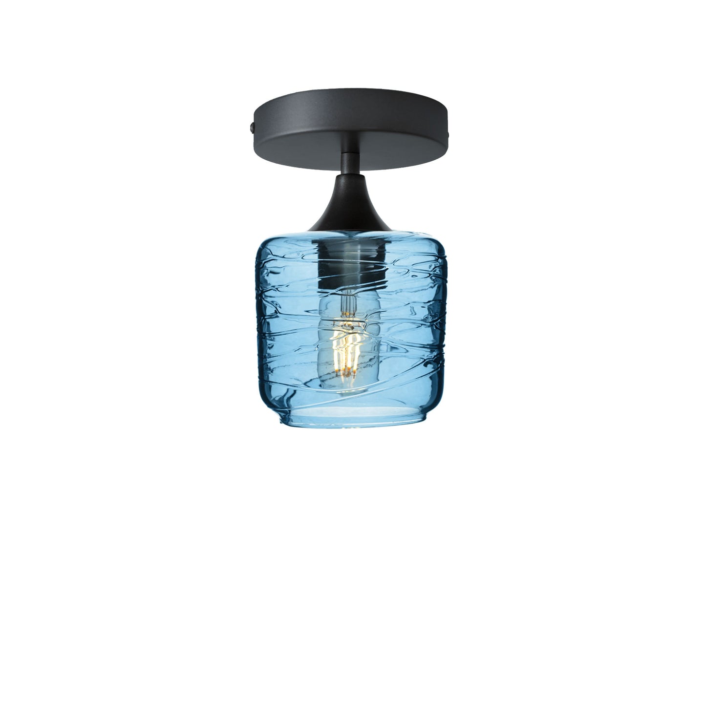 601 Spun: Semi Flush Light-Glass-Bicycle Glass Co - Hotshop-Steel Blue-Antique Bronze-Bicycle Glass Co