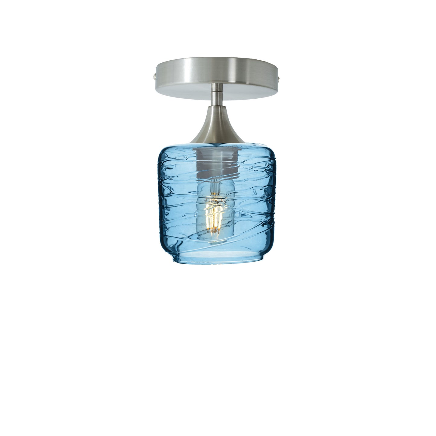 601 Spun: Semi Flush Light-Glass-Bicycle Glass Co - Hotshop-Steel Blue-Brushed Nickel-Bicycle Glass Co