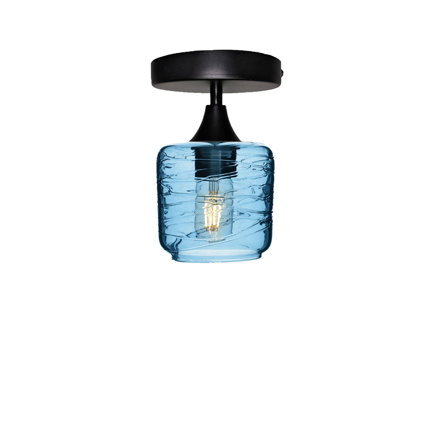 601 Spun: Semi Flush Light-Glass-Bicycle Glass Co - Hotshop-Steel Blue-Matte Black-Bicycle Glass Co