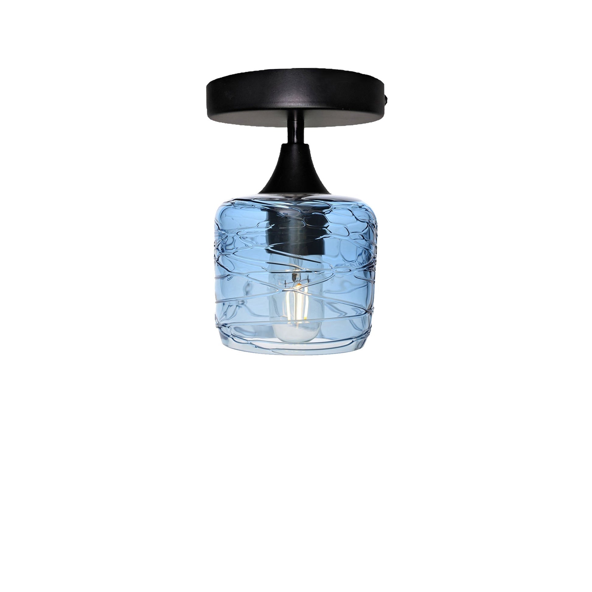 601 Spun: Semi Flush Light-Glass-Bicycle Glass Co - Hotshop-Steel Blue-Matte Black-Bicycle Glass Co