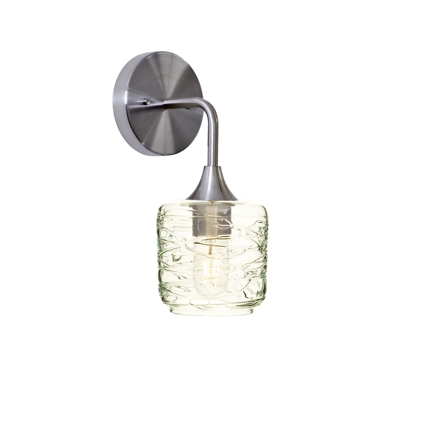 601 Spun: Wall Sconce-Glass-Bicycle Glass Co - Hotshop-Eco Clear-Brushed Nickel-Bicycle Glass Co