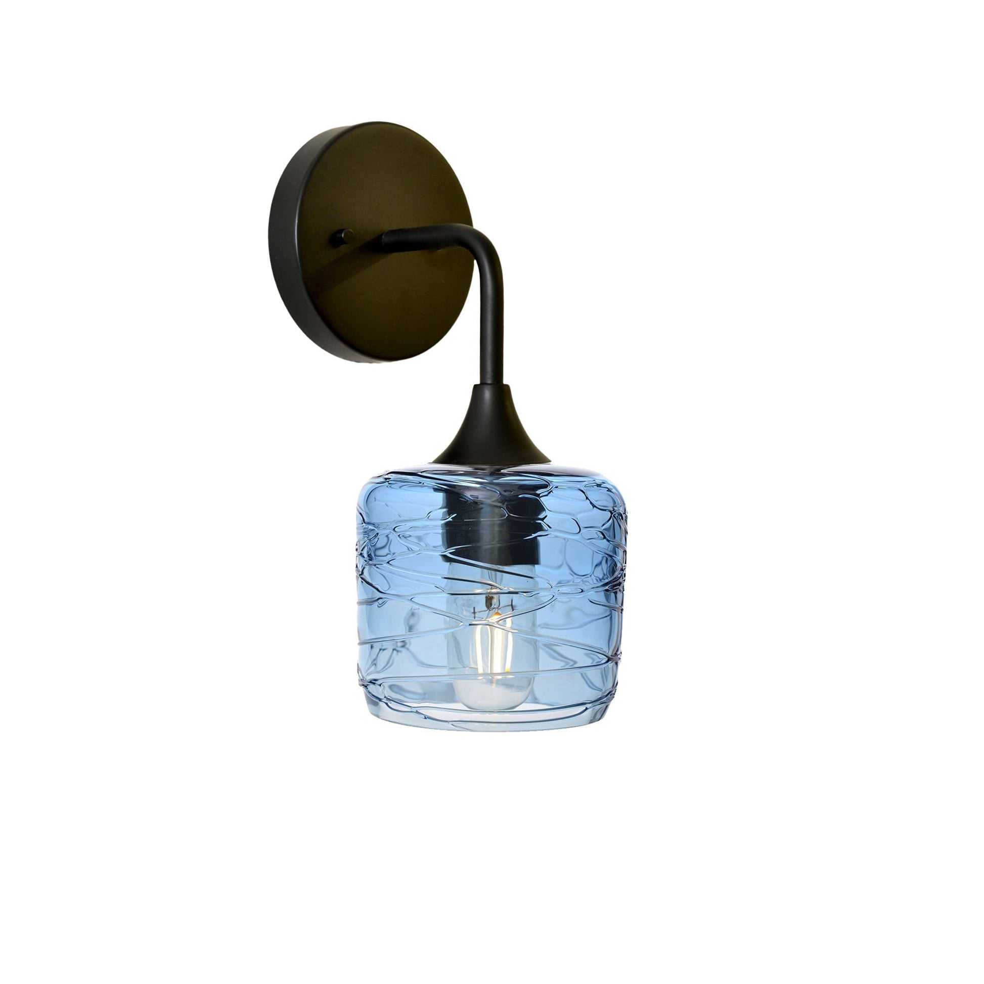 601 Spun: Wall Sconce-Glass-Bicycle Glass Co - Hotshop-Steel Blue-Matte Black-Bicycle Glass Co