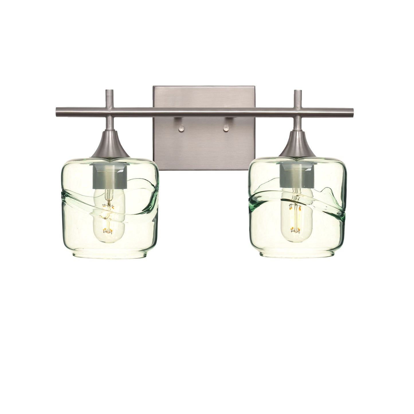 601 Swell: 2 Light Wall Vanity-Glass-Bicycle Glass Co - Hotshop-Eco Clear-Brushed Nickel-Bicycle Glass Co