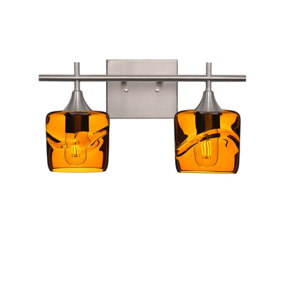 601 Swell: 2 Light Wall Vanity-Glass-Bicycle Glass Co - Hotshop-Golden Amber-Brushed Nickel-Bicycle Glass Co