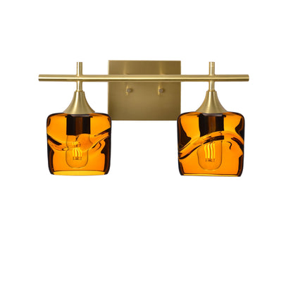 601 Swell: 2 Light Wall Vanity-Glass-Bicycle Glass Co - Hotshop-Golden Amber-Satin Brass-Bicycle Glass Co