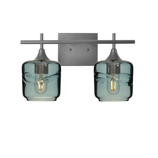 601 Swell: 2 Light Wall Vanity-Glass-Bicycle Glass Co - Hotshop-Slate Gray-Antique Bronze-Bicycle Glass Co
