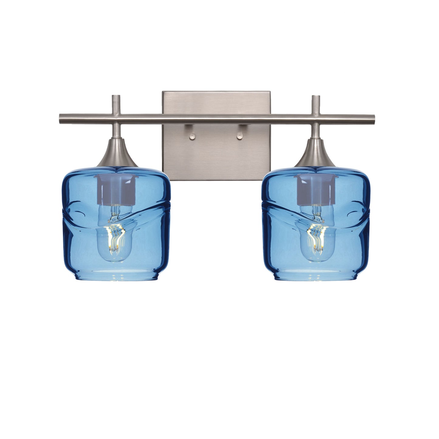601 Swell: 2 Light Wall Vanity-Glass-Bicycle Glass Co - Hotshop-Steel Blue-Brushed Nickel-Bicycle Glass Co