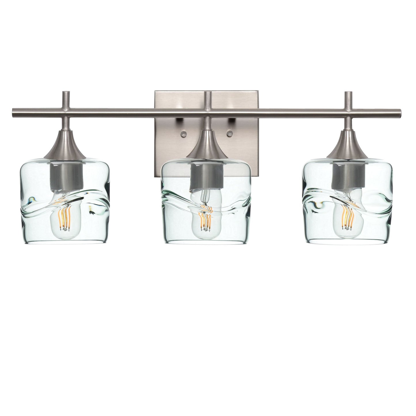 601 Swell: 3 Light Wall Vanity-Glass-Bicycle Glass Co - Hotshop-Eco Clear-Brushed Nickel-Bicycle Glass Co