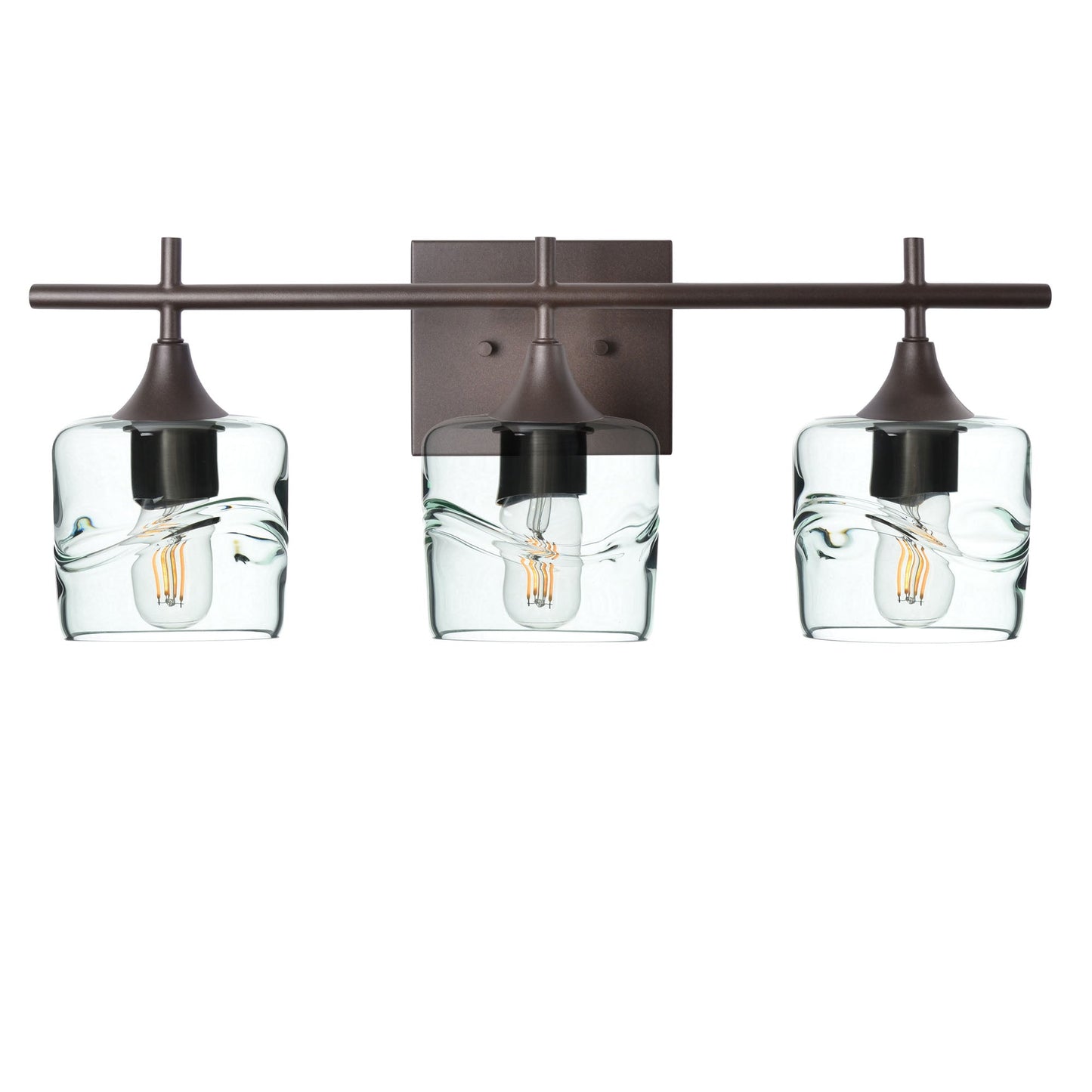 601 Swell: 3 Light Wall Vanity-Glass-Bicycle Glass Co - Hotshop-Eco Clear-Dark Bronze-Bicycle Glass Co