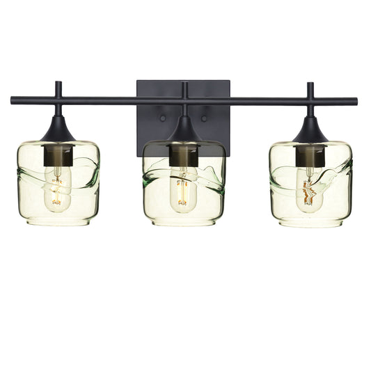 601 Swell: 3 Light Wall Vanity-Glass-Bicycle Glass Co - Hotshop-Eco Clear-Matte Black-Bicycle Glass Co