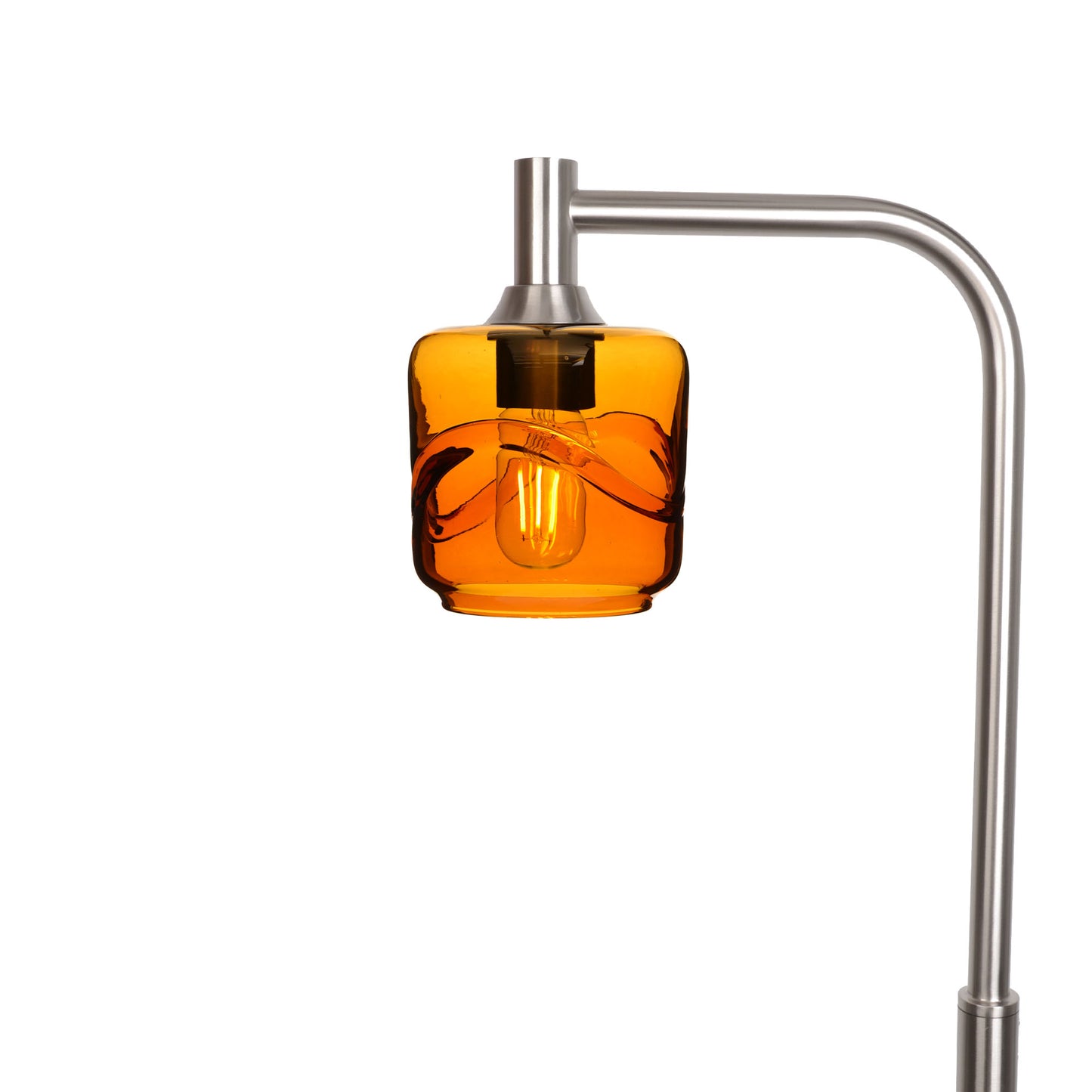 601 Swell: Floor Lamp-Glass-Bicycle Glass Co - Hotshop-Golden Amber-Brushed Nickel-Bicycle Glass Co