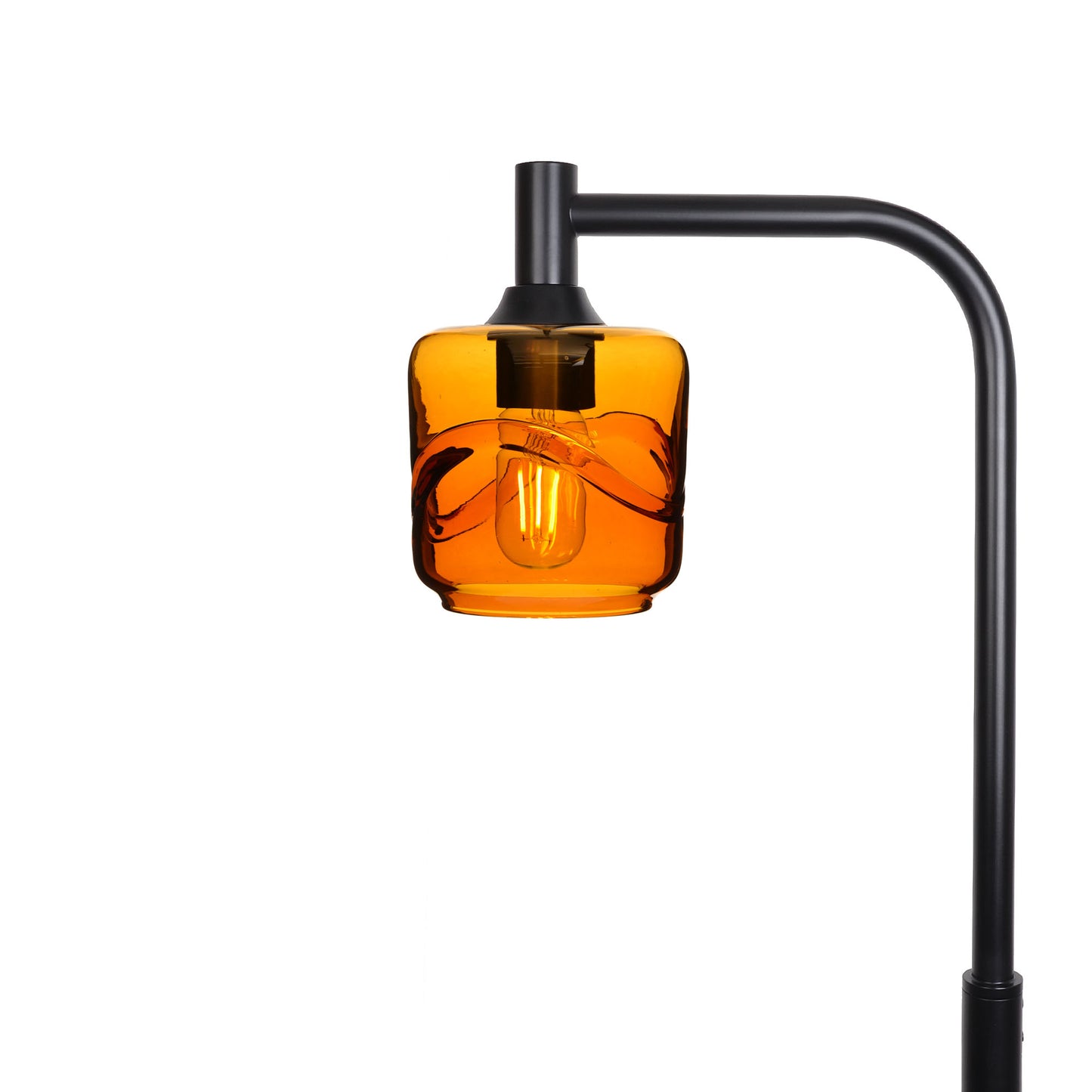 601 Swell: Floor Lamp-Glass-Bicycle Glass Co - Hotshop-Golden Amber-Matte Black-Bicycle Glass Co