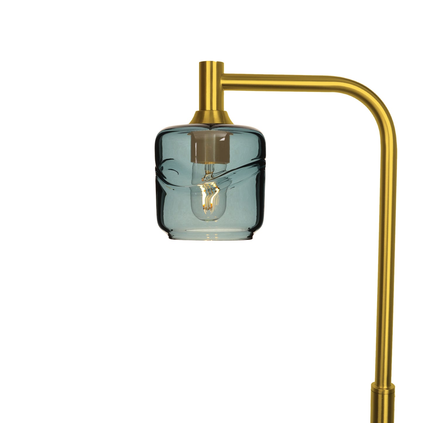 601 Swell: Floor Lamp-Glass-Bicycle Glass Co - Hotshop-Slate Gray-Polished Brass-Bicycle Glass Co