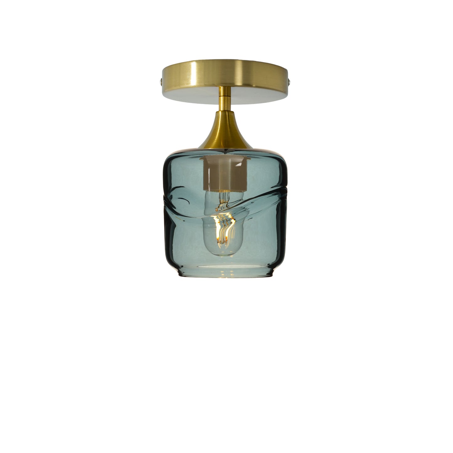 601 Swell: Semi Flush Light-Glass-Bicycle Glass Co - Hotshop-Slate Gray-Polished Brass-Bicycle Glass Co