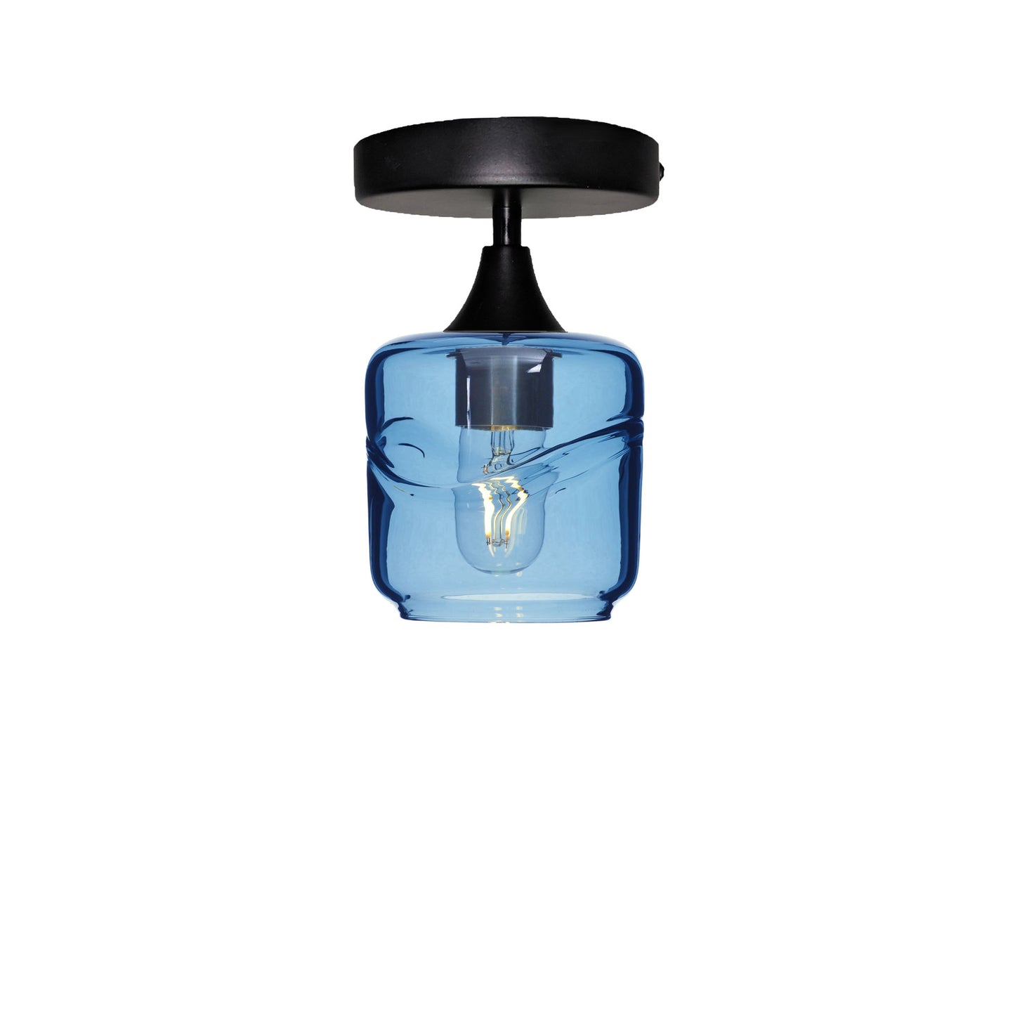 601 Swell: Semi Flush Light-Glass-Bicycle Glass Co - Hotshop-Steel Blue-Matte Black-Bicycle Glass Co