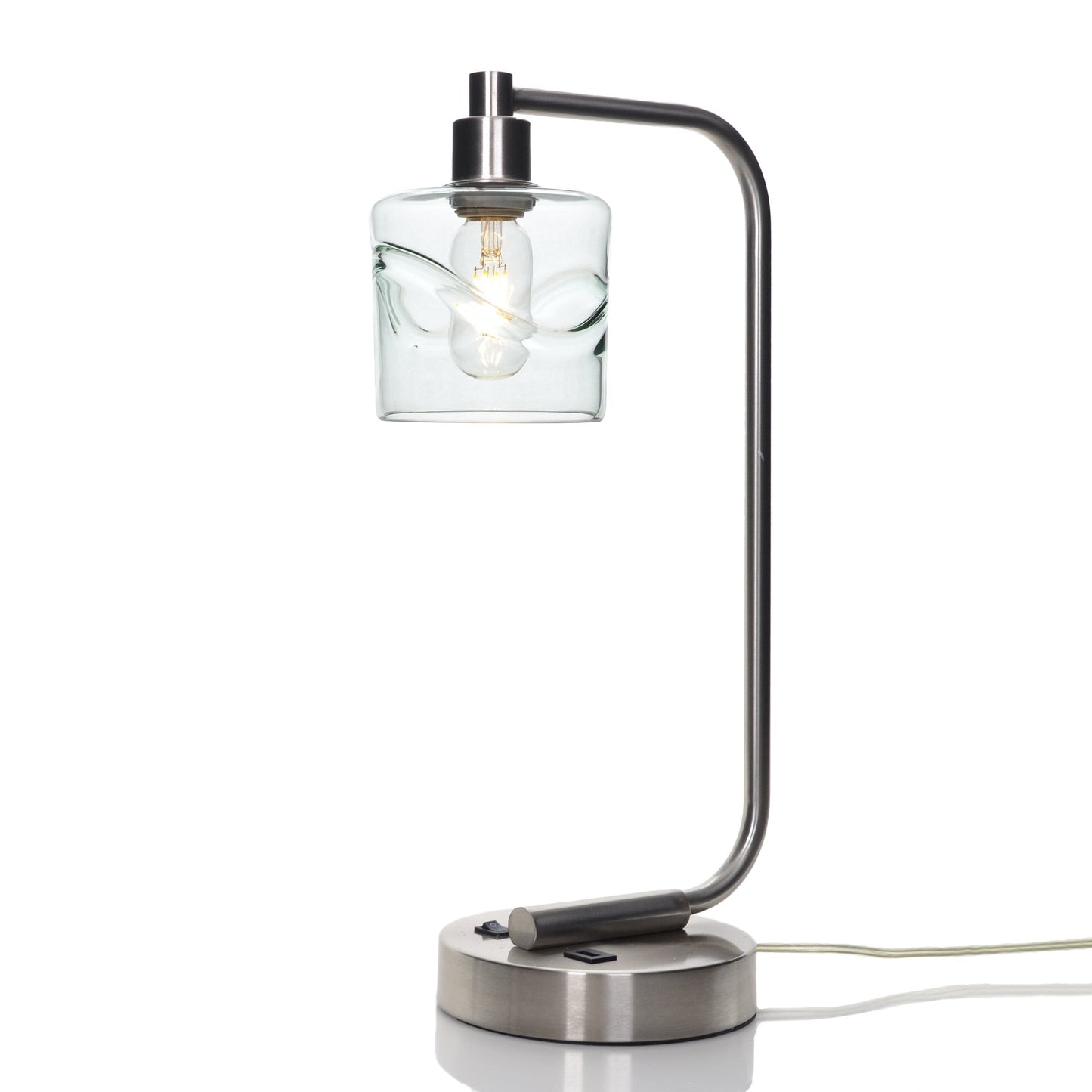 601 Swell: Table Lamp-Glass-Bicycle Glass Co - Hotshop-Eco Clear-Brushed Nickel-4 Watt LED (+$0.00)-Bicycle Glass Co