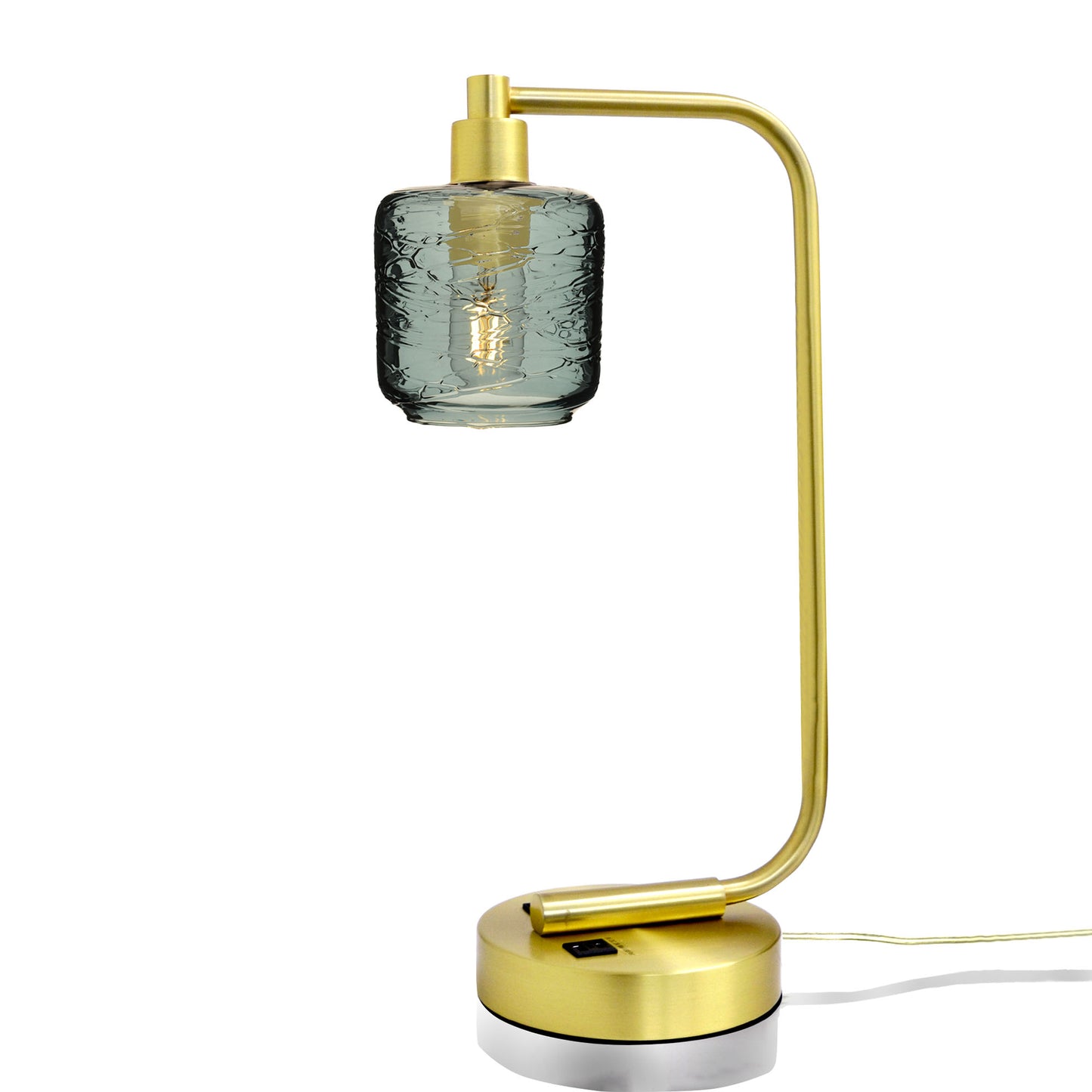 601 Table Lamp-Glass-Bicycle Glass Co - Hotshop-Spun-Slate Gray-Satin Brass-Bicycle Glass Co