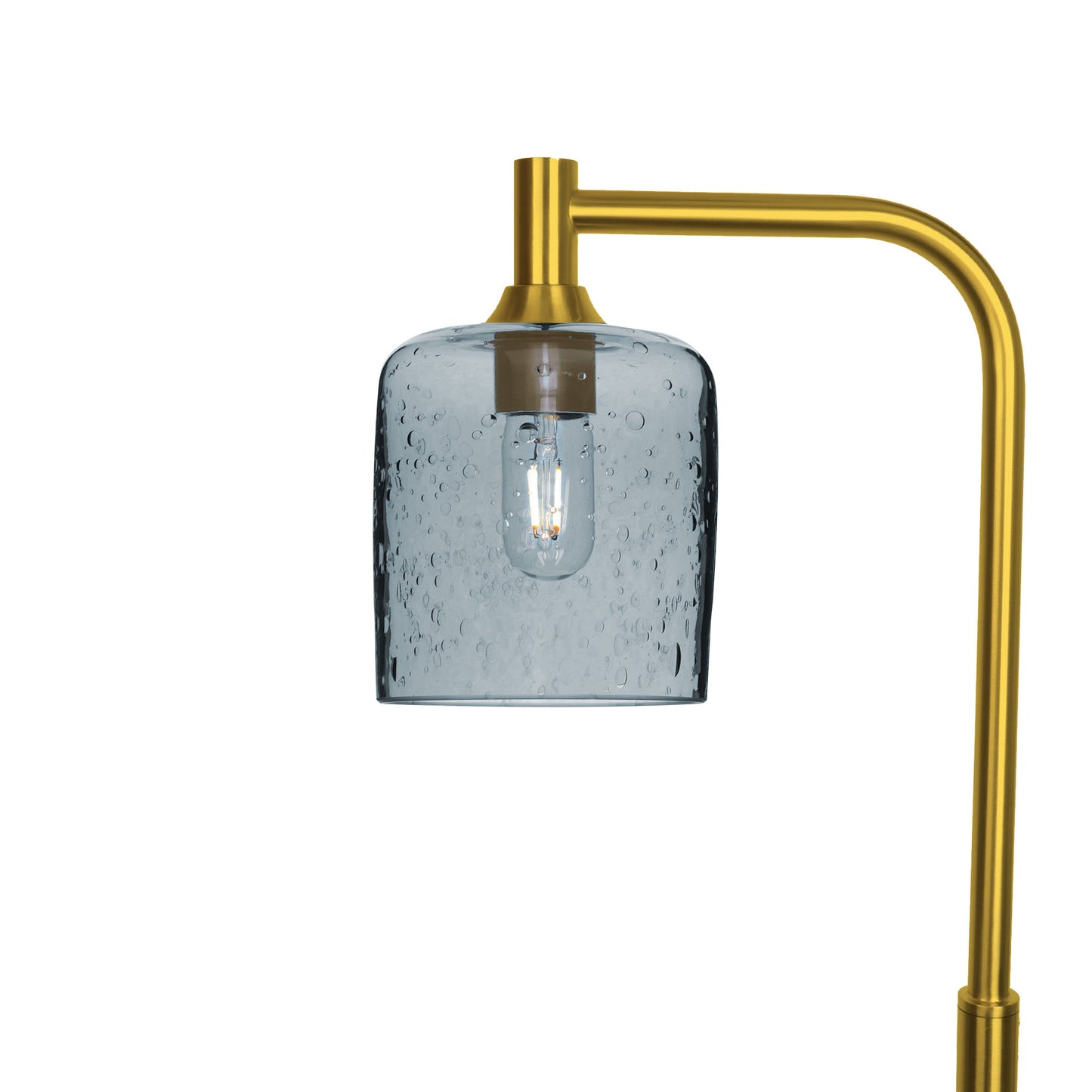 603 Lunar: Floor Lamp-Glass-Bicycle Glass Co - Hotshop-Slate Gray-Polished Brass-Bicycle Glass Co