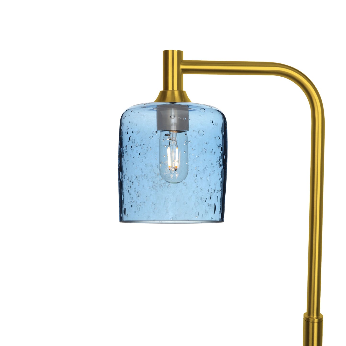 603 Lunar: Floor Lamp-Glass-Bicycle Glass Co - Hotshop-Steel Blue-Polished Brass-Bicycle Glass Co
