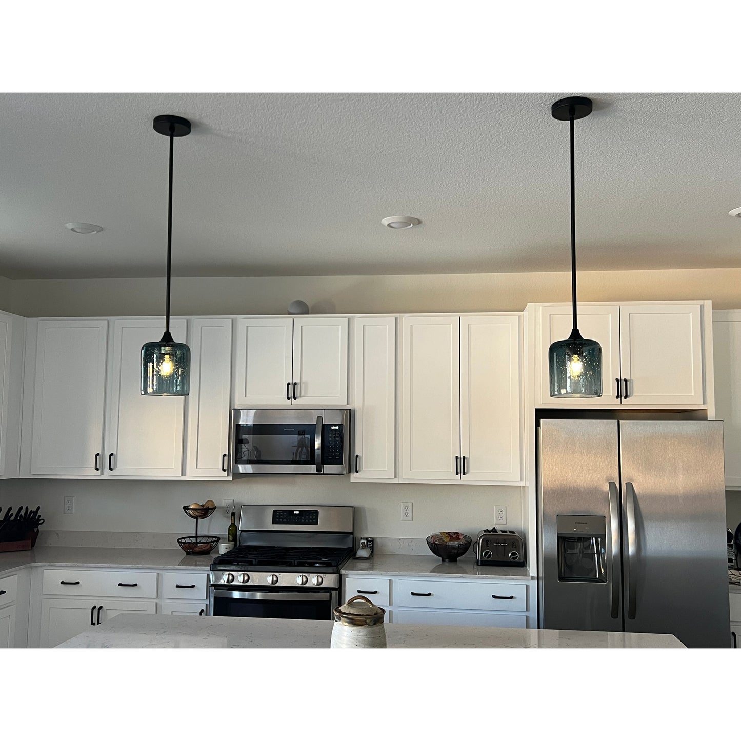 603 Lunar: Single Pendant Light-Glass-Bicycle Glass Co - Hotshop-Slate Gray-Polished Brass-Bicycle Glass Co