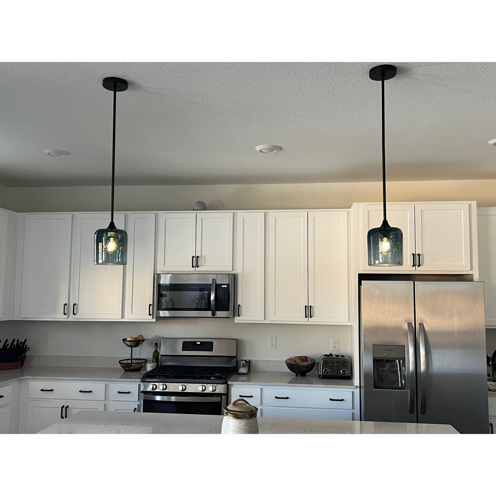 603 Lunar: Single Pendant Light-Glass-Bicycle Glass Co - Hotshop-Slate Gray-Polished Brass-Bicycle Glass Co