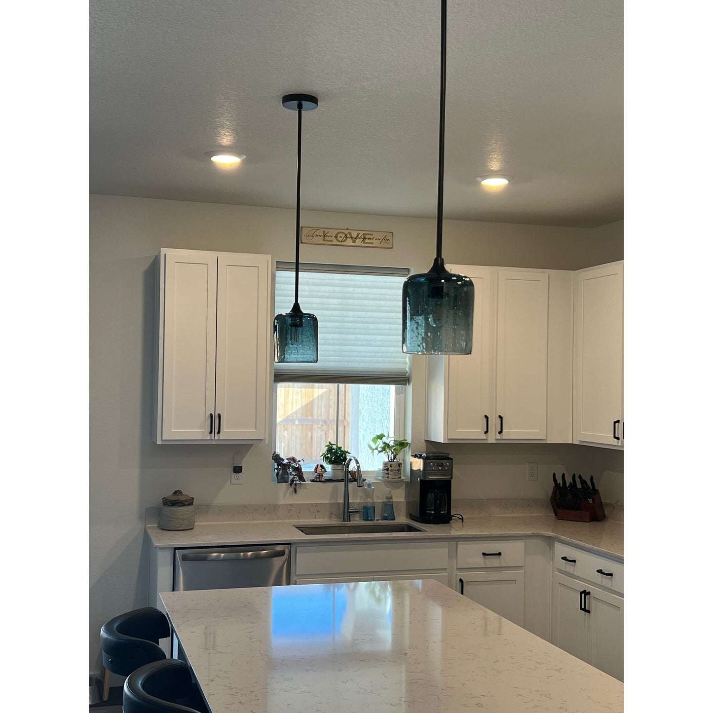 603 Lunar: Single Pendant Light-Glass-Bicycle Glass Co - Hotshop-Slate Gray-Polished Brass-Bicycle Glass Co